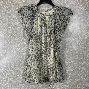Ann Taylor LOFT Women's Indie Boho Leopard Print Top - Size Medium - Metallic
